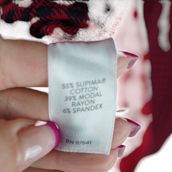 J.Jill Luxe Supima Forward-Seam Tunic Red & Black Plaid Cotton Blend Womens M - Picture 6 of 6